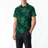 Lyle&Scott Leaf Print Golf Polo衬衫 - 冠层绿色