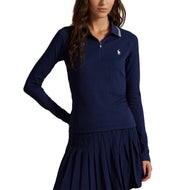 RLX Ralph Lauren Women's Stretch Active Cable Half Zip Pullover - Refined Navy/Ceramic White Multi