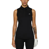 J.Lindeberg Women's Dena Sleeveless Golf Polo Shirt - Black