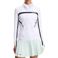 J.Lindeberg 女式 Janice 全拉链高尔夫中层 - 白色