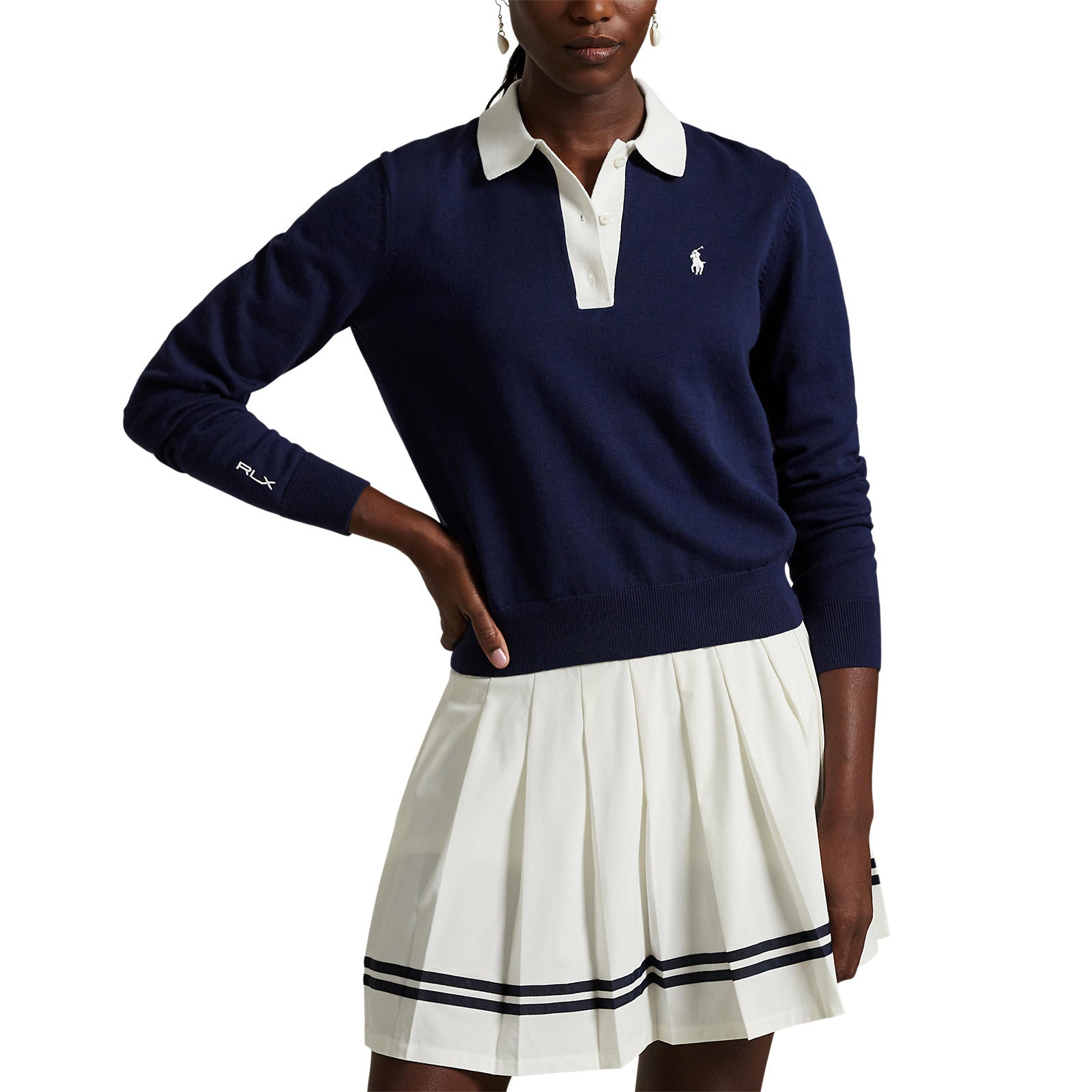 RLX Ralph Lauren Women's Performance Polo Collar Knitted Pullover