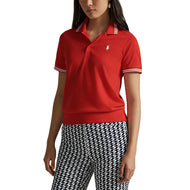 RLX Ralph Lauren Women's Tour Pique Golf Shirt - Bright Poppy/Ceramic White