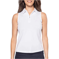 Golftini Women's Sleeveless Zip Golf Polo Shirt - White