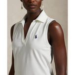 RLX Ralph Lauren Women's Tour Pique V-Neck Sleeveless Polo Shirt - Ceramic White