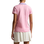 RLX Ralph Lauren 女式 Tour Pique 高尔夫 Polo 衫 - 浅粉色/陶瓷白/雾蓝色