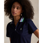 RLX RALPH LAUREN女子旅游Pique Knit -Collar Polo Golf衬衫 - 精制海军/Tiller Green Multi