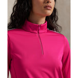 RLX Ralph Lauren Women's Power Stretch Half Zip Golf Pullover - Currant/Ceramic White/Hunter Green