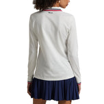 RLX RALPH LAUREN女子旅游Pique长袖Polo衬衫 - 陶瓷白/醋栗