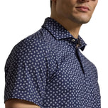 RLX Ralph Lauren 印花轻质气流高尔夫 Polo 衫 - 精致海军蓝链接装饰