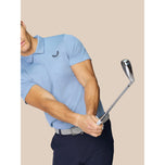 Castore Pinnacle Engineered Knit Polo Golf Shirt - Sky Blue/Midnight Navy