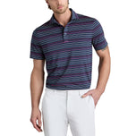 G/Fore Multi Stripe Tech Pique Performance Golf Polo Shirt - Twilight/Lava
