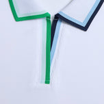 G/Fore 女式对比约翰尼领罗纹长袖高尔夫 Polo 衫 - 雪色/三叶草