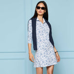 G/Fore Women's Scatter Ditzy Printed Long Sleeve Golf Polo Shirt - Snow/Twilight