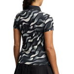 J.Lindeberg 女式 Tour Tech 印花高尔夫 Polo 衫 - Bunker Fade Black Moonbeam