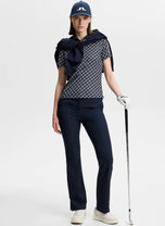 J.Lindeberg Women's Tour Tech Printed Golf Polo Shirt - Cardi Jacquard JL Navy