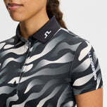 J.Lindeberg 女式 Tour Tech 印花高尔夫 Polo 衫 - Bunker Fade Black Moonbeam