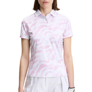 J.Lindeberg 女式 Tour Tech 印花高尔夫 Polo 衫 - 沙坑褪色白色兰花色