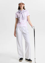 J.Lindeberg 女式 Tour Tech 印花高尔夫 Polo 衫 - 沙坑褪色白色兰花色