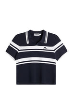 J.Lindeberg 女式 Athena 针织高尔夫 Polo 衫 - JL 海军蓝