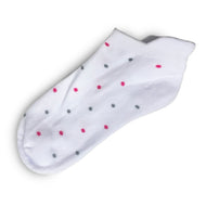Glenmuir Women's Cotton Rich Cushioned Golf Socks - White/Hot Pink & Light Grey Dots