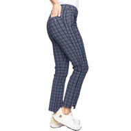 Golftini Women's Stretch Ankle Golf Pants - Navy Plaid