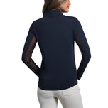 IBKUL 女式纯色长袖拉链小高领衬衫 - 黑色