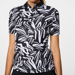 J.Lindeberg Women's  Georgia Print Golf Polo Shirt - Scribble JL Navy