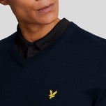 Lyle＆Scott Merino Blend V -Neck编织 - 海军