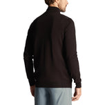 Lyle & Scott 刺绣美利奴羊毛混纺 1/4 拉链针织衫 - 深黑色