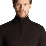 Lyle & Scott 刺绣美利奴羊毛混纺 1/4 拉链针织衫 - 深黑色