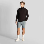 Lyle & Scott 刺绣美利奴羊毛混纺 1/4 拉链针织衫 - 深黑色