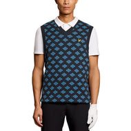 Lyle＆Scott Golf V Neck棉花Argyle背心 - 黑暗海军