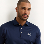 Peter Millar 纯色性能球衣高尔夫 Polo 衫 - 海军蓝