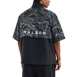 Malbon Evergreen Logo Golf Windshirt - Black Topography