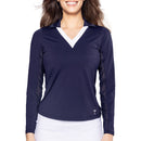 Golftini Women&#39;s Say Yes Long Sleeve Golf Polo Shirt - Navy/White