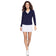 Golftini Women's Say Yes Long Sleeve Golf Polo Shirt - Navy/White