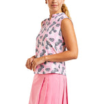 Nivo Women's Linnea Sleeveless Mock Neck Golf Shirt - Rose/Navy