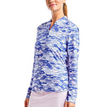 Nivo Women's Lolita UV Long Sleeve Mock Neck Golf Shirt - Cobalt