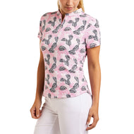 Nivo Women's Lynda Mock Neck Golf Shirt - Rose/Navy