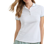 Peter Millar Women's Canterbury Tipped Sport Mesh Golf Polo Shirt - White/Willow