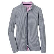 Peter Millar Women's Katy Sugar Stripe Full Zip Golf Jacket - Navy