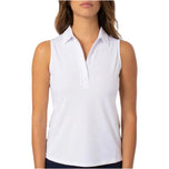 Golftini Women's Sleeveless Ruffle Golf Polo Shirt - White