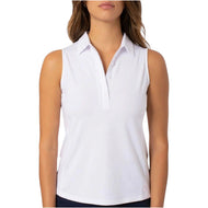 Golftini Women's Sleeveless Ruffle Golf Polo Shirt - White