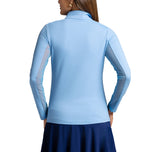 IBKUL Women's Solid Long Sleeve Zip Mock Neck Shirt - Peri