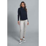 IBKUL 女式纯色长袖拉链小高领衬衫 - 黑色