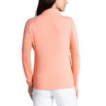 IBKUL Women's Solid Long Sleeve Zip Mock Neck Shirt - Peach