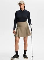 J.Lindeberg 女式 Flor 长袖高尔夫 Polo 衫 - 黑色