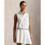RLX Ralph Lauren Women's Sleeveless Tour Pique Golf Polo Shirt - Ceramic White/Blue Mist