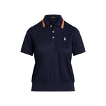 RLX Ralph Lauren Women's Tour Pique Crochet Collar Golf Polo Shirt - Refined Navy Multi