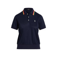 RLX Ralph Lauren 女式 Tour 珠地网眼钩针领高尔夫 Polo 衫 - 精致海军蓝多色